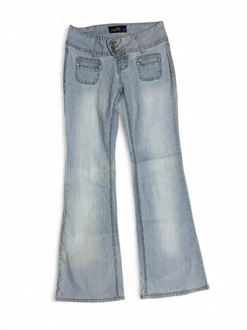Vintage light Wash Flare Jeans with Triple-Button Waist – ANGEL